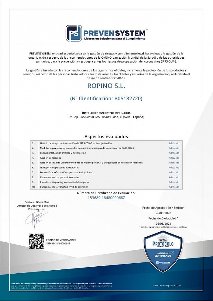 Certificado Covid Ropino